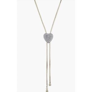 Cubic Zirconia Heart Bolo Necklace
